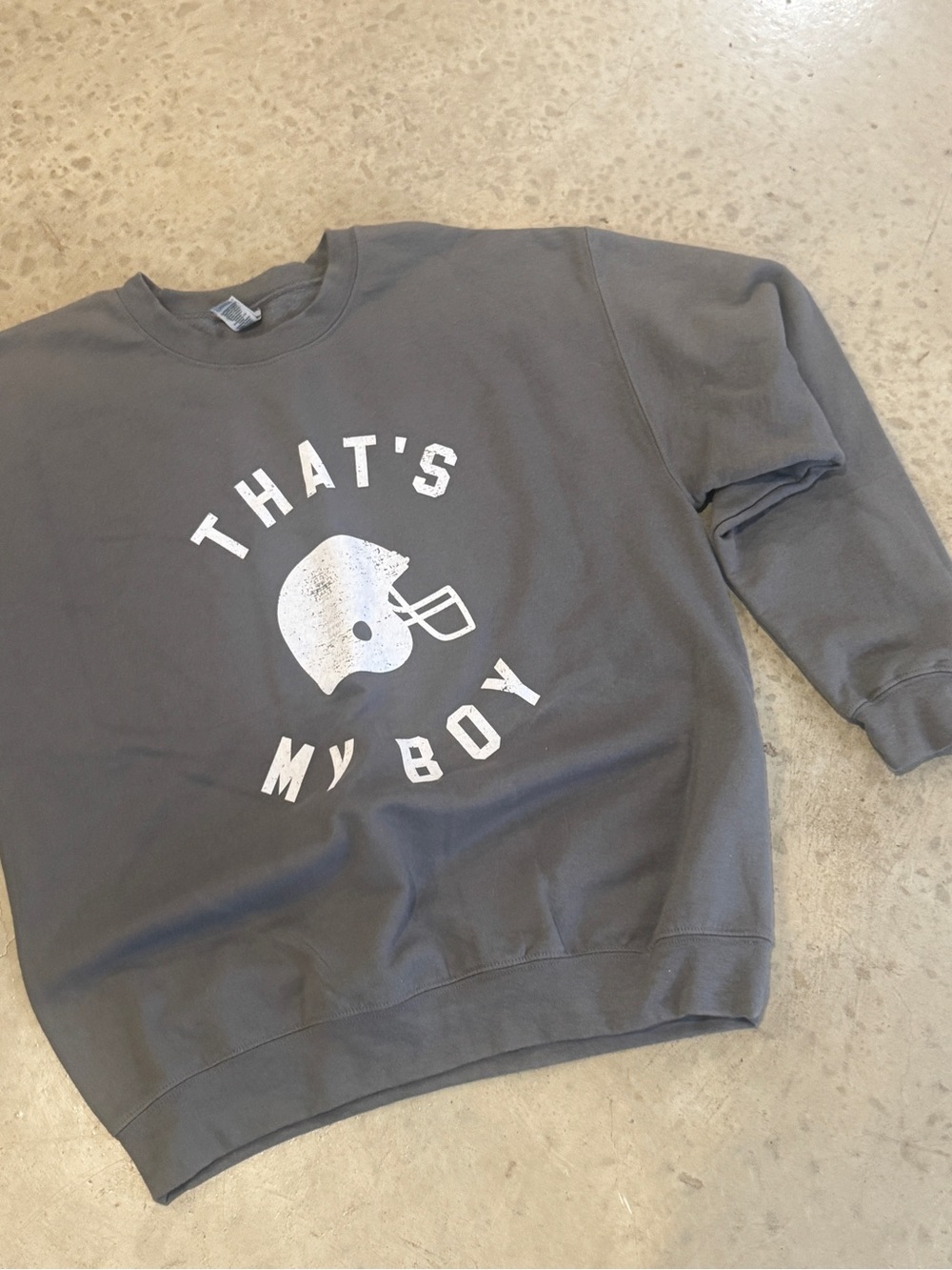 Gray 'That's My Boy' Graphic Crewneck Sweater